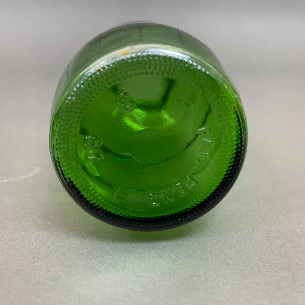 Green Glass Bottle Empty 5 3/8